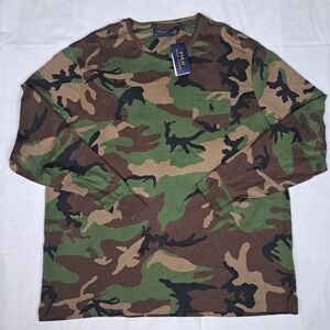 Polo Ralph Lauren Shirt Mens 2XL Long Sleeves Camouflage Crew Neck New XXL